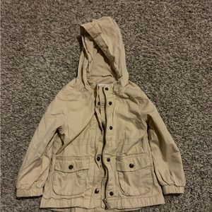 Toddler Girl Hooded Jacket Trench Coat Tan Zip-Up 3T Old Navy Beige